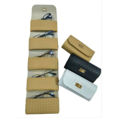 Футляр  органайзер для очков плетенка  на 5 шт  цвет - черный 