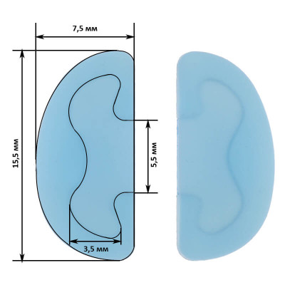 3444_light_blue Носовой упор силиконовый вставной 7.5х15.5 мм голубой