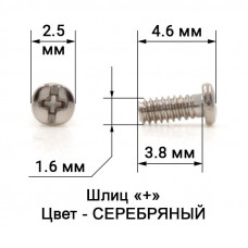 1043_3,8 Винт серебро для пластикового заушника 