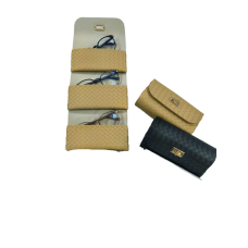 Футляр  органайзер для очков плетенка  на 3 шт  цвет - беж